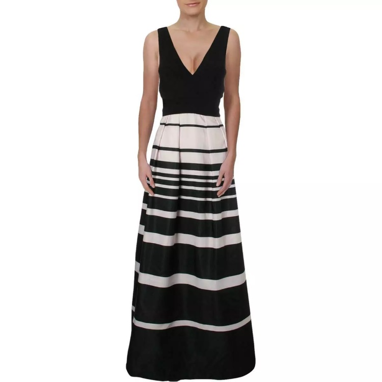 Xscape Black/Pale Pink Taffeta Gown/Prom Dress